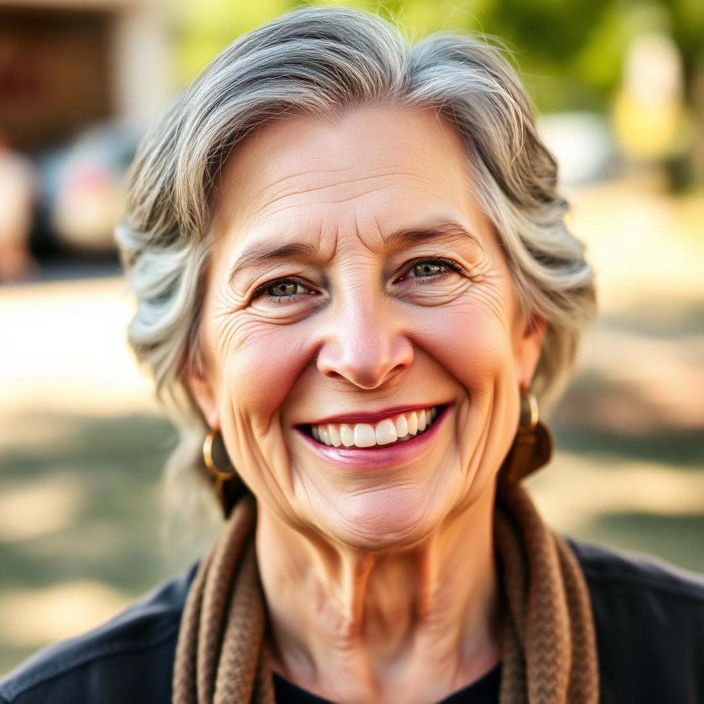 Smiling older woman outdoors