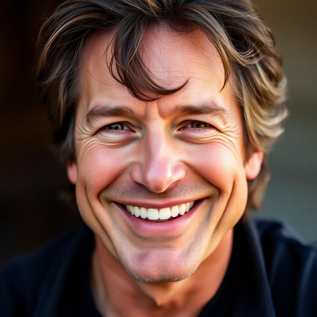 Confident smiling man, full hair